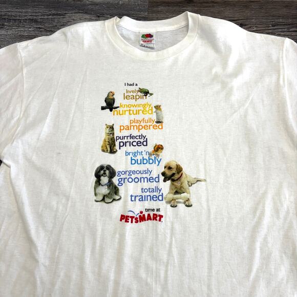 Vintage‎ 90s Y2K  PetSmart Superstore Fruit of the Loom White Mens XL T-Shirt - Picture 1 of 9